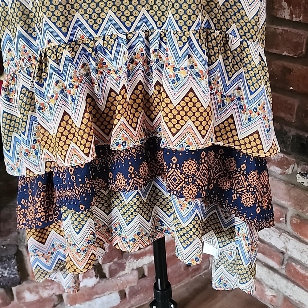 Davi & Dani Boho High Low Ruffle Sundress Asymmetrical Coastal Chic - Picture 3 of 9